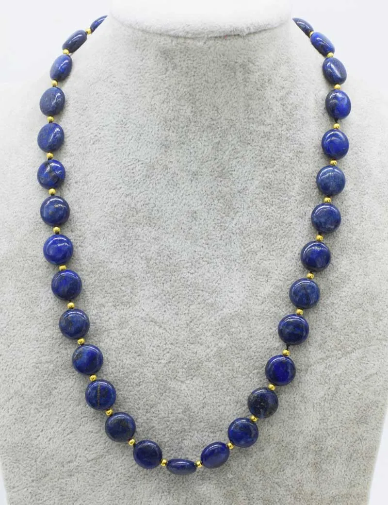 blue lapis lazuli coin 12mm necklace 19inch  wholesale beads nature FPPJ woman