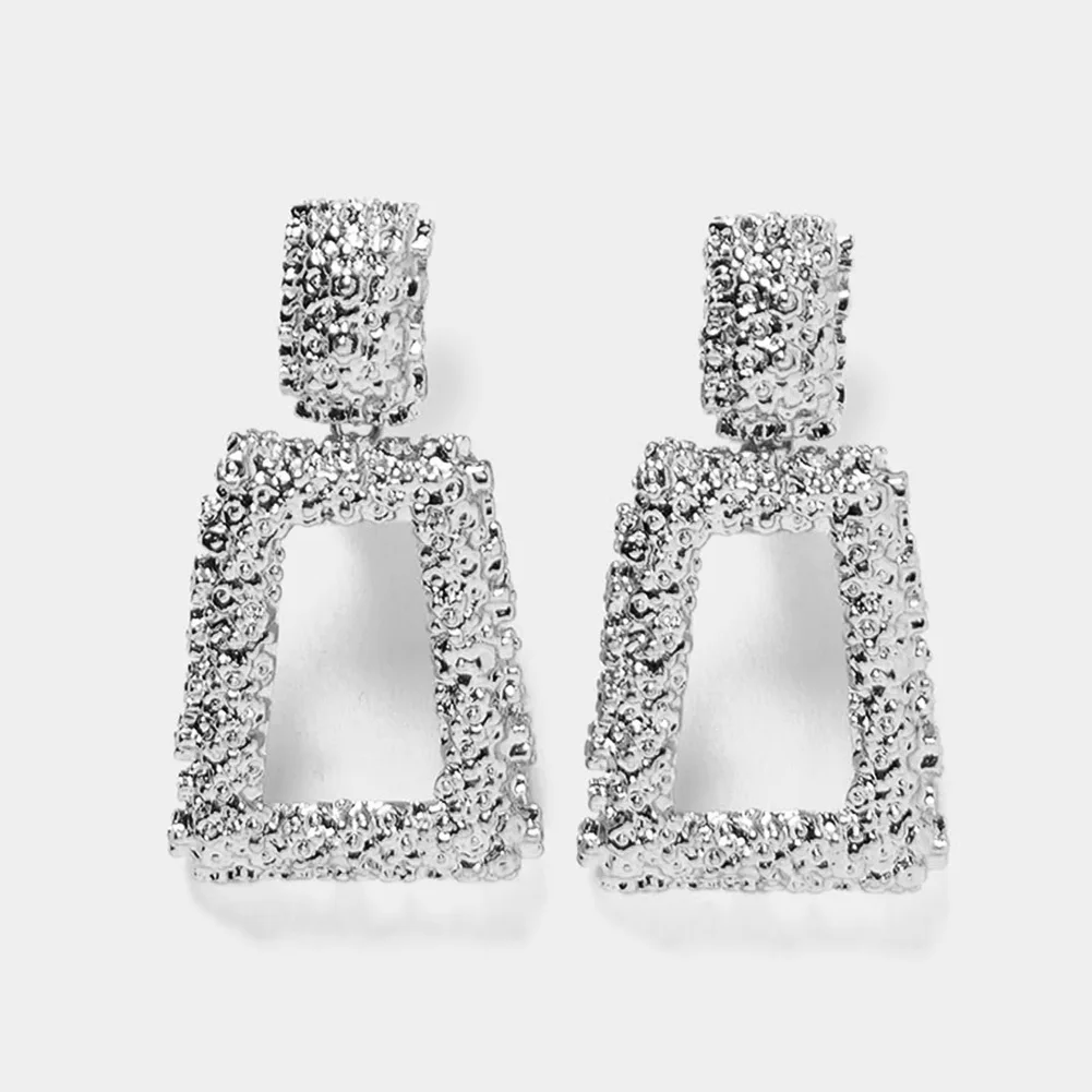2019 Vintage Big Clip On Earrings Without Piercing Statement Hanging Earring Metal Ear Clips for Women Party Fashion Jewelry image 4