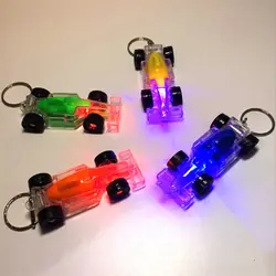 Kid Mini Flashing Racing Toys Baby Cartoon Light Up Car Keychain Gift Luminous Vehicle Model Flashlight Children Toy Party Favor