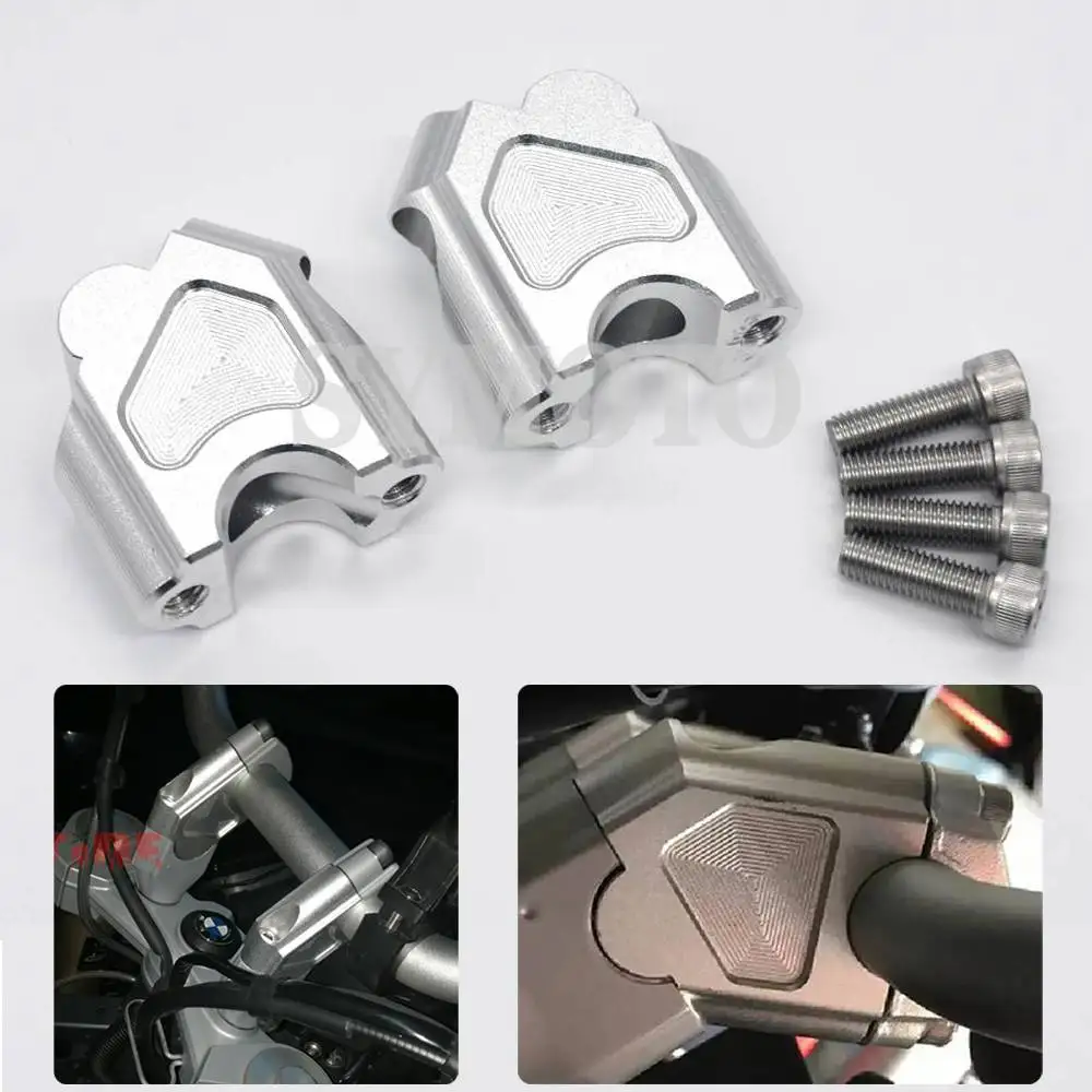 2PCS CNC Machining Handlebar Risers Bar Clamp Extend Adapter With Bolts for BMW F700GS F650GS F 700GS F 650GS