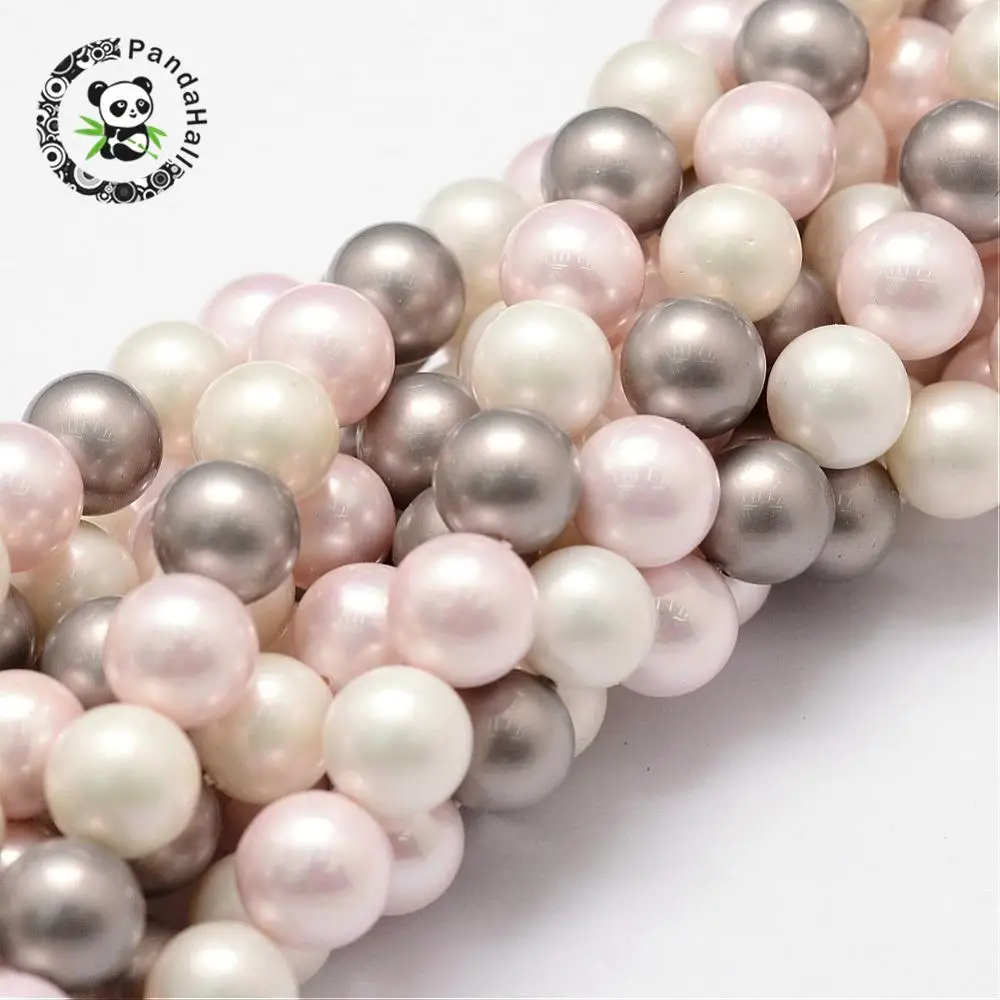 8mm Round Shell Pearl Bead Strands for Bracelets Earrings Necklaces Making Grade A Colorful Hole: 1mm; about 54pcs/strand, 16\