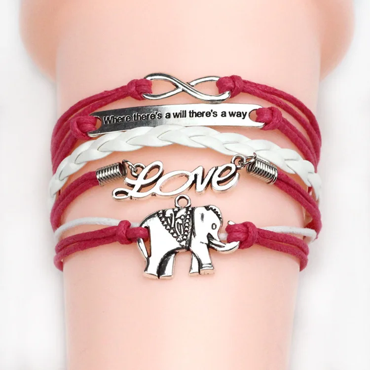 2019 NEW  fashion brand jewelry one direction multilayer leather bracelets&bangle heart tower charm bracelets for women