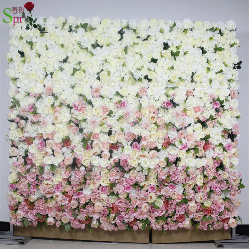 

SPR 2.4*2.4m Free Shipping wedding ombre flower wall white pink wedding backdrop artificial flower row arch decorative flore