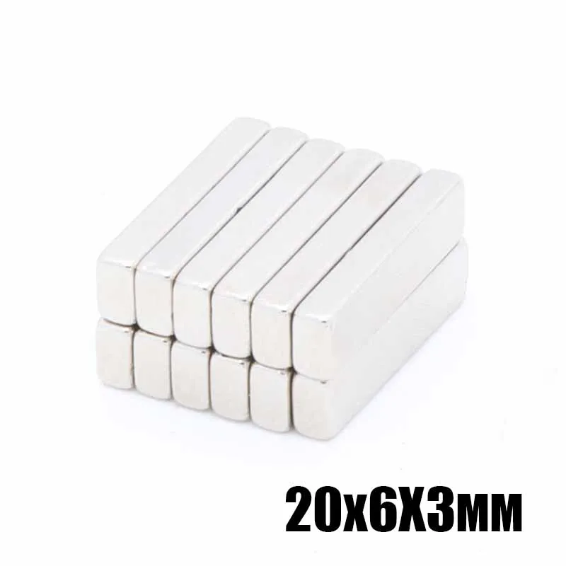 50pcs/lot F 20x6x3 mm N35 Strong Square NdFeB Rare Earth Magnet 20*6*3 mm Neodymium Magnets 20mm x 6mm x 3mm