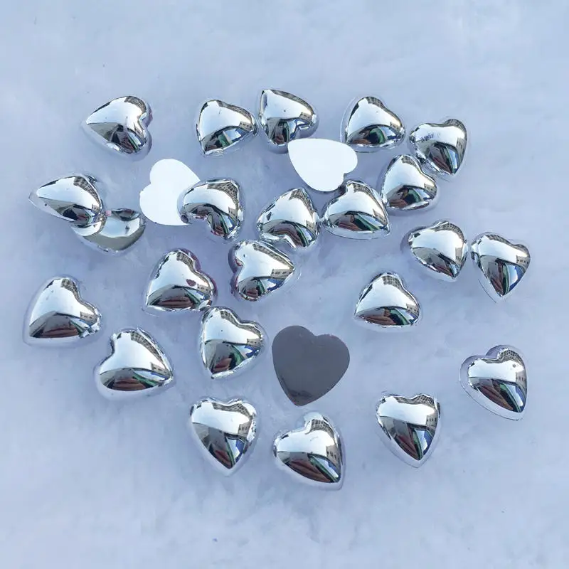 Glitters 30pcs 10mm nail Heart-shaped nail art decoration nail sticker golden silver nail tool -S91