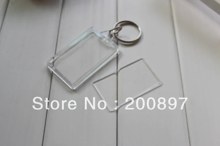 Hot  DIY rectangular blank keyring acrylic can insert own photo 2.7*4.5cm key accessories 100pcs/lot