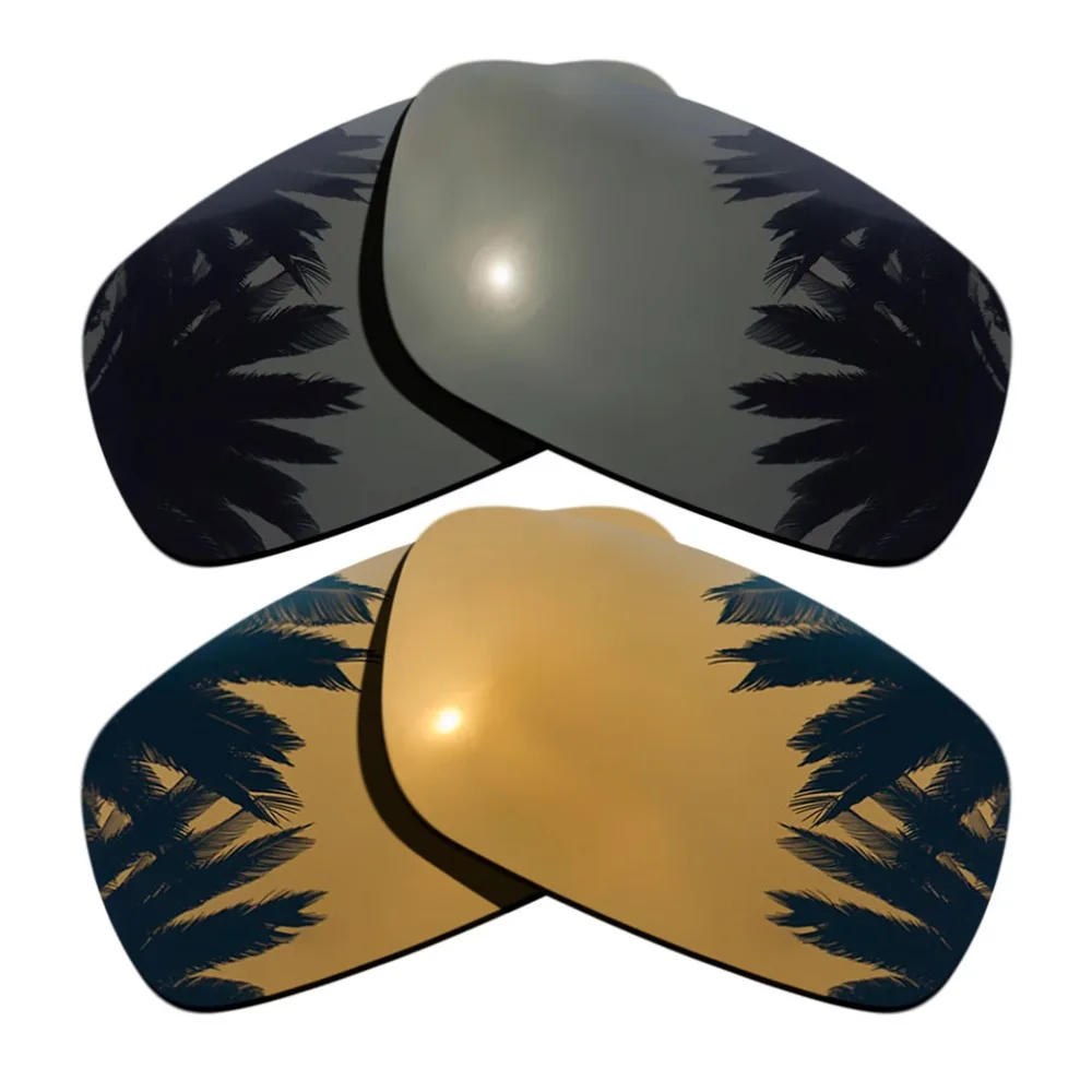 

(Black+Bronze Gold Mirrored Coating) 2-Pairs Polarized Replacement Lenses for Crankshaft 100% UVA & UVB Protection