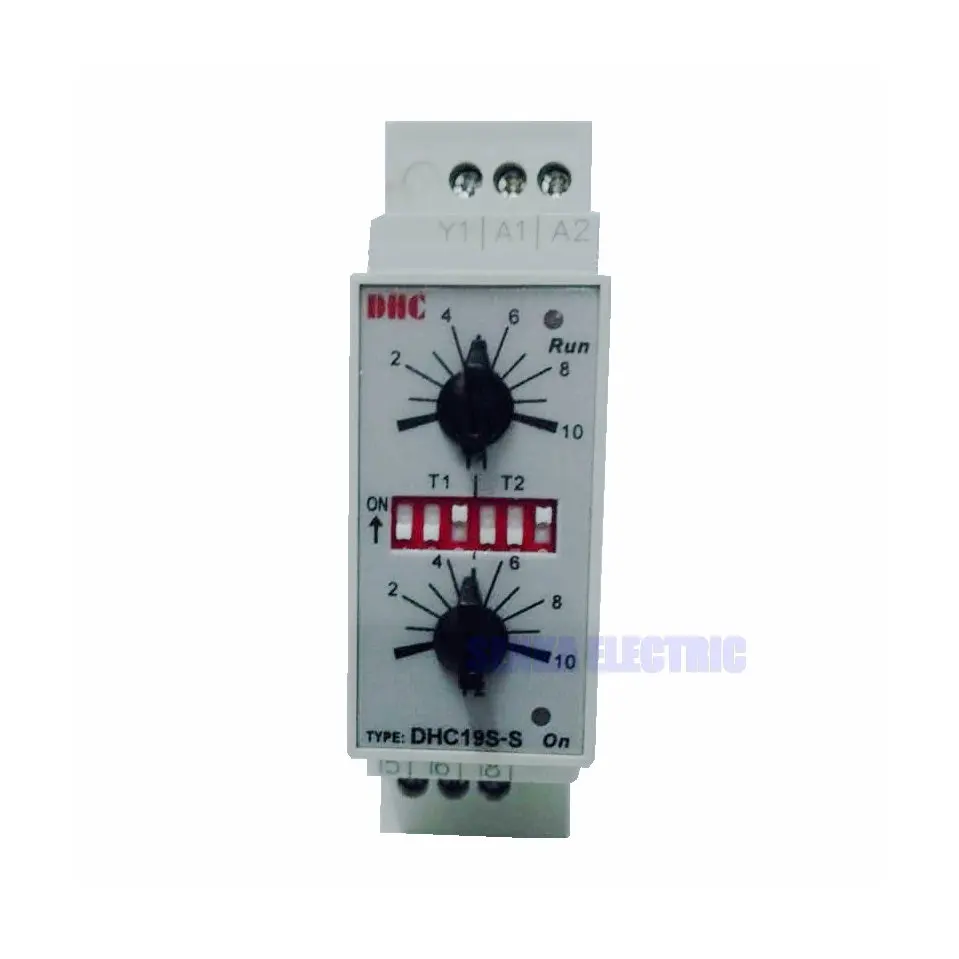 Double Set Repeat Cycle DIN Rail Mouting Time Relay AC/DC24-240V Input Timer DHC19S-S