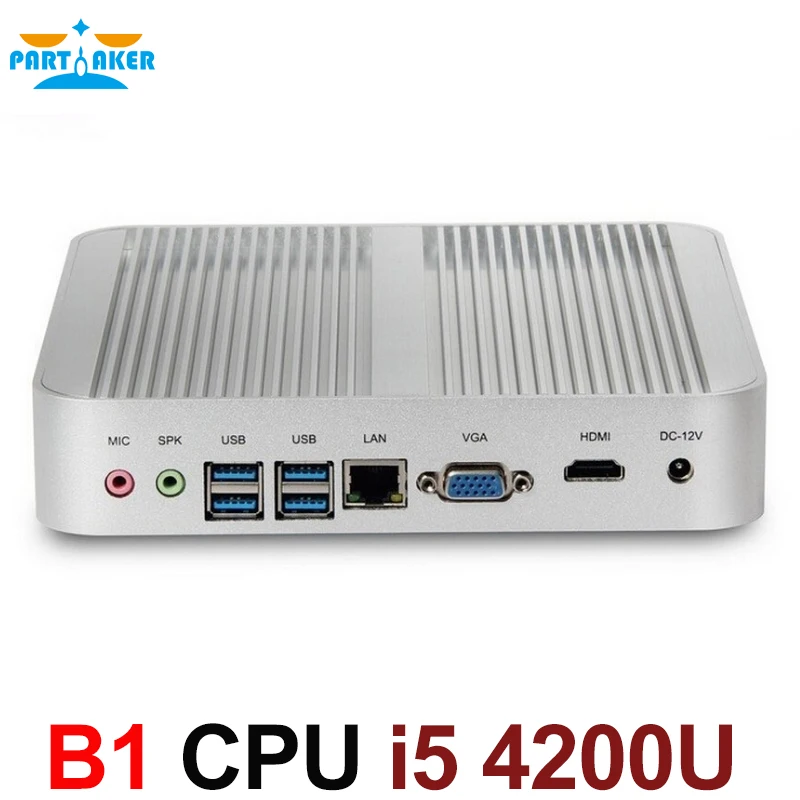 Fanless Barebone i5 Mini PC Win10 3 Years Warranty Nuc Computer Intel Core i5 4200U 4K HTPC TV Box DHL Free Shipping