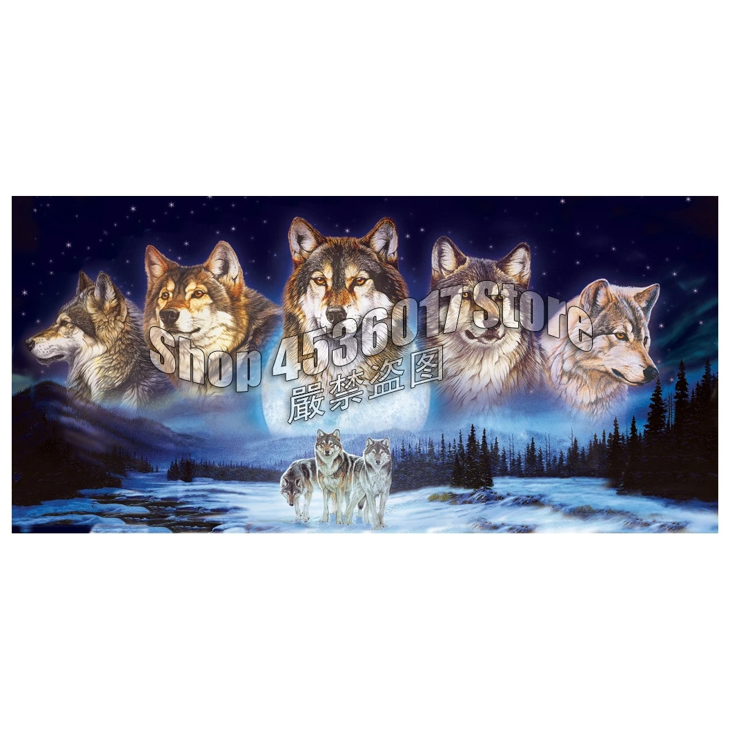 animals,5D Diy Diamond Painting,Wolves in the Snow,Embroidered With Rhinestones,Square,Diamond Painting,Home Wall Decoration