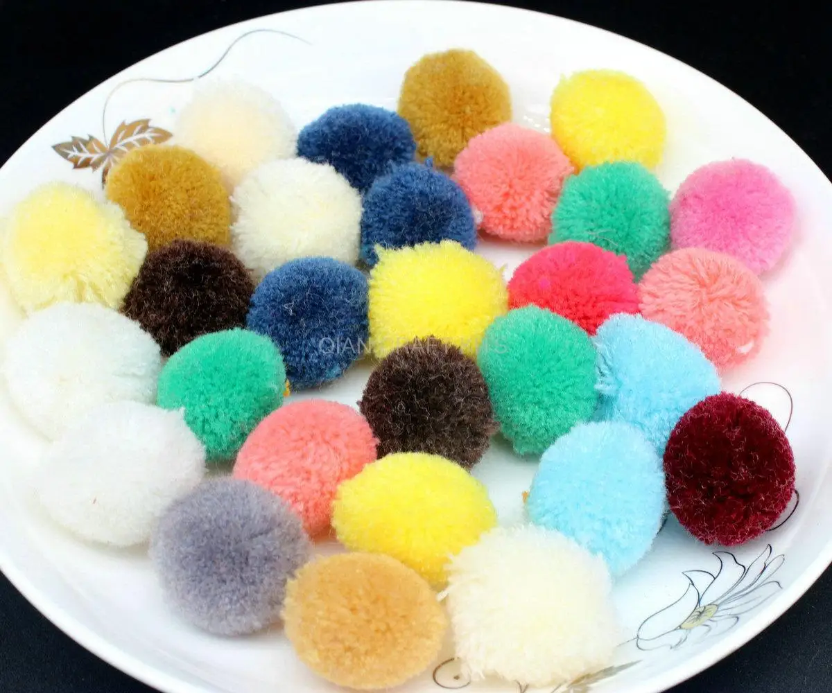 

200pcs Pom pom ball pompom yarn handmade project supply Garland crochet cotton decor(30-35mm) yarn poms, handmade decor