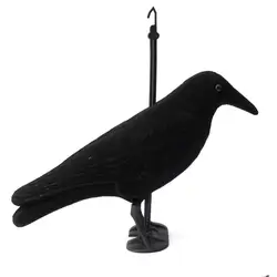 Perfeclan Crow Hunting Decoy Garden Artificial PE Jet Crow Decoy Black Flocked Crow Scare Decoy for Hunting Shooting