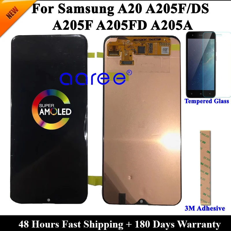 Super AMOMLED  LCD  For Samsung A20 2019 A205 LCD A20 lcd For Samsung A20 A205 LCD Screen Touch Digitizer Assembly