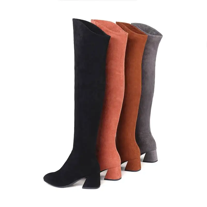 MORAZORA Size 34-43 HOT 2024 Hot sale women boots autumn winter over the knee boots round toe flock leather thigh high boots