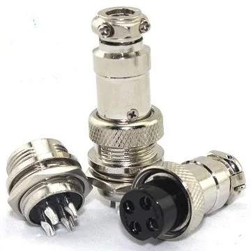 Enchufe de aviación macho y hembra, Panel de alambre, Conector de Metal, 16mm, 4 pines, GX16-4, 4 pines