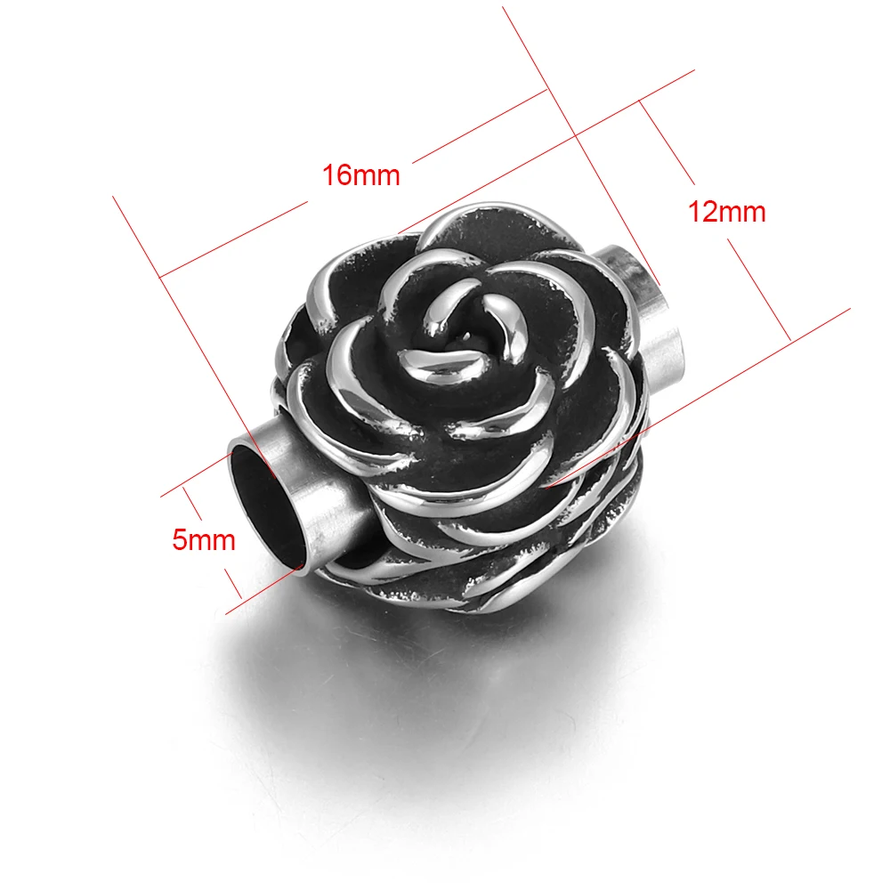 Stainless Steel Magnetic Clasp Flower Hole 5mm Leather Cord Clasps Magnet Buckle DIY Bracelet Jewelry Making Closure Components
