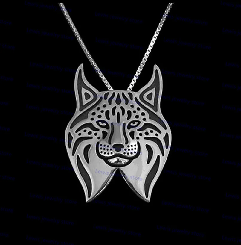 Factory Direct Sale Cute Cartoon Lynx Cat Necklace New Fashion Animal Cat Jewelry Golden Colors 12pcs