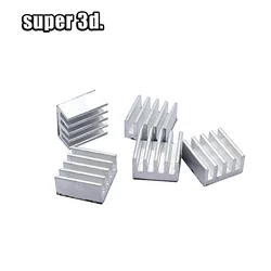 Dissipador de calor de alumínio prata para impressora 3D, Stepper Driver, Dissipador A4988, Várias opções, 5 pcs, 10pcs