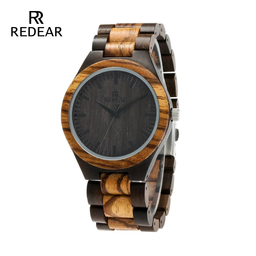 REDEAR Top Quality Wood men watch automatic Zebra Wood and Ebony Black Watch the Best Gift for Man