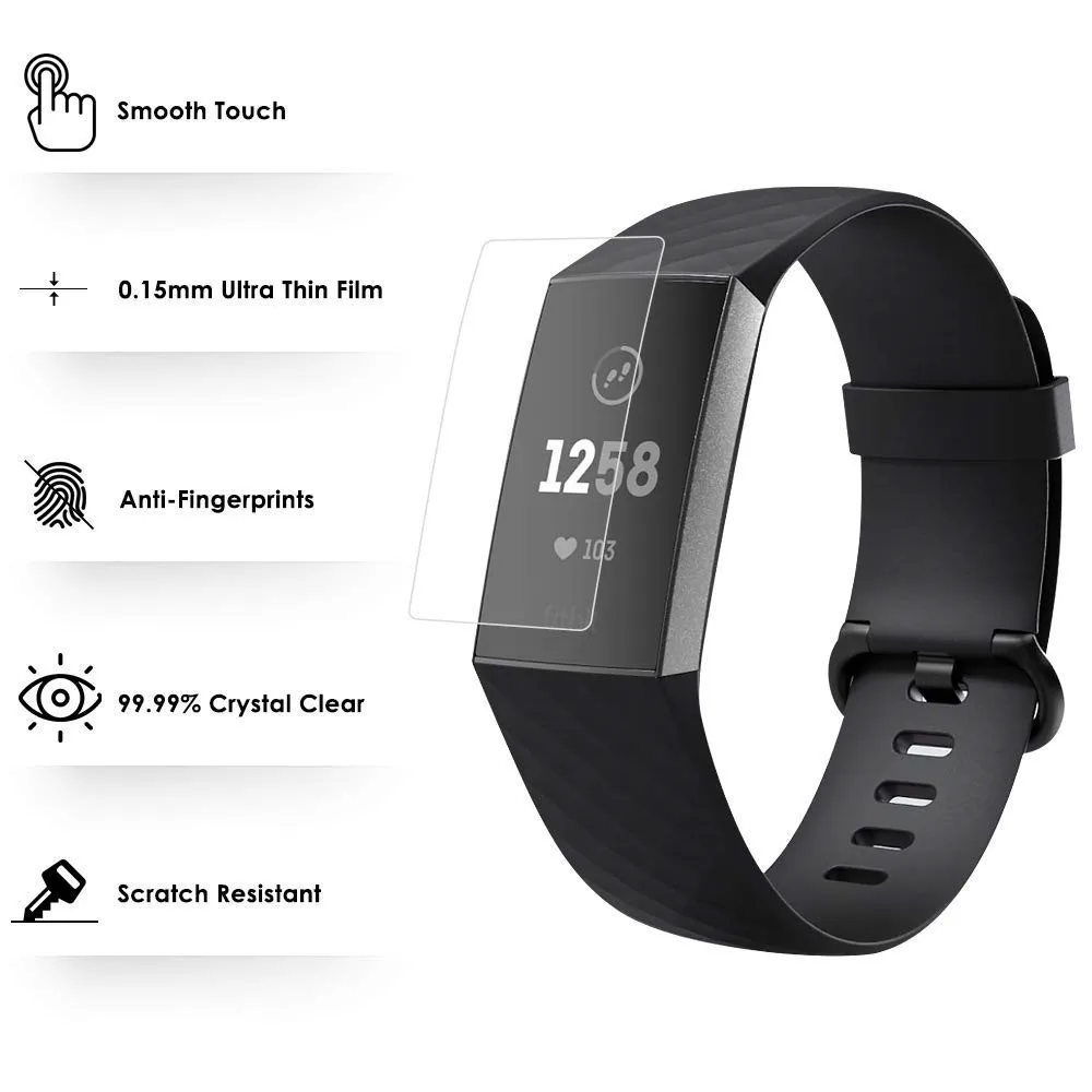 9H para Fitbit Charge 3 à prova de explosão TPU HD Película protetora de tela de cobertura completa para Fitbit Charge 3 O.15