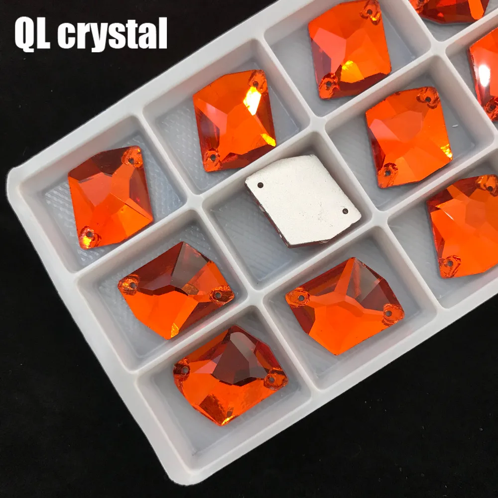 ALL Size Orange Red  Special-shaped Sew on Crystal Rhinestone Flatback for wedding Dress DIY clothes shoes bags accessories