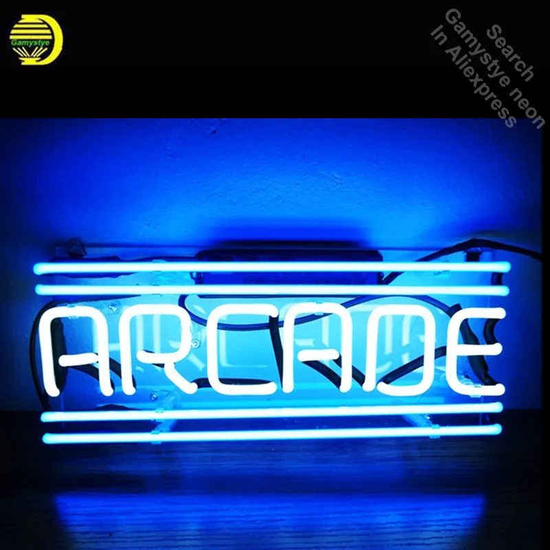 ARCADE Neon Sign Acrylic Panel Handmade neon bulb Sign real Glass Tube neon light Recreation Game Room Iconic Sign clear board