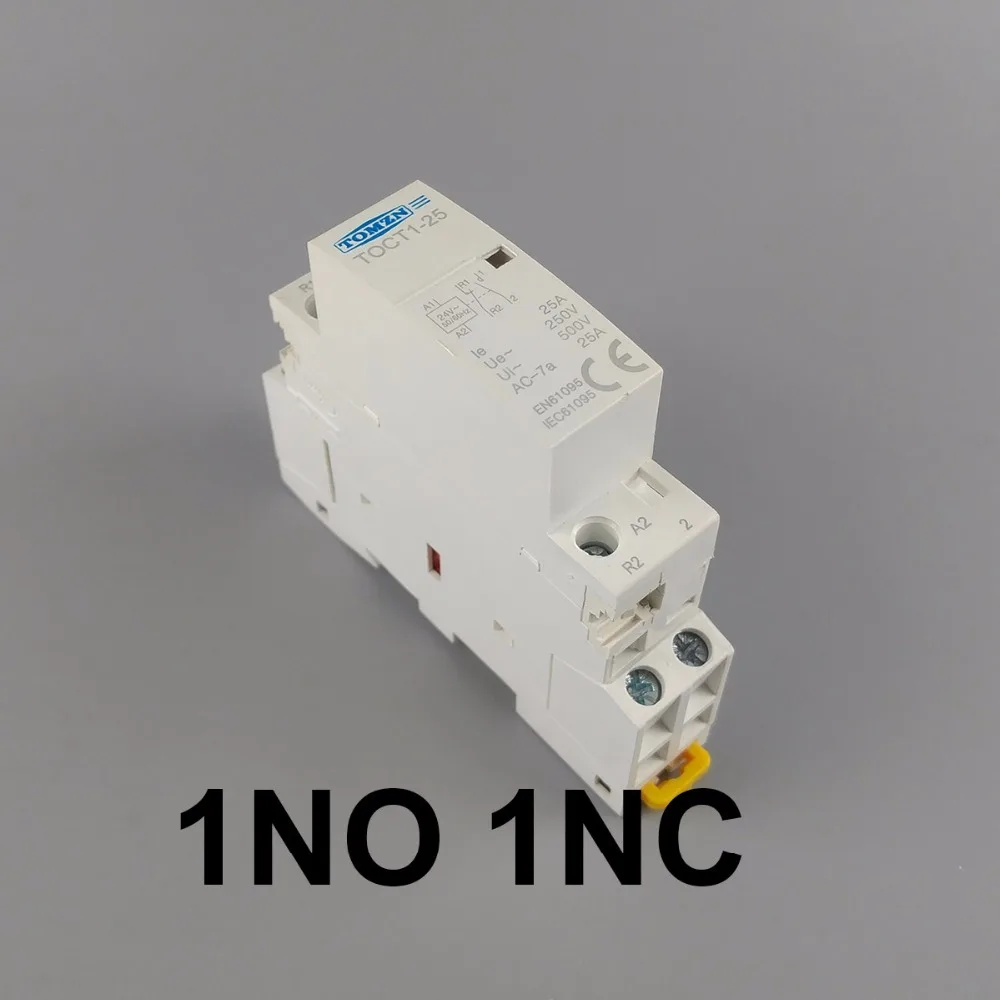 TOCT1 2P 25A 24V 50/60HZ Din rail Household ac Modular contactor 2NO or 1NO 1NC