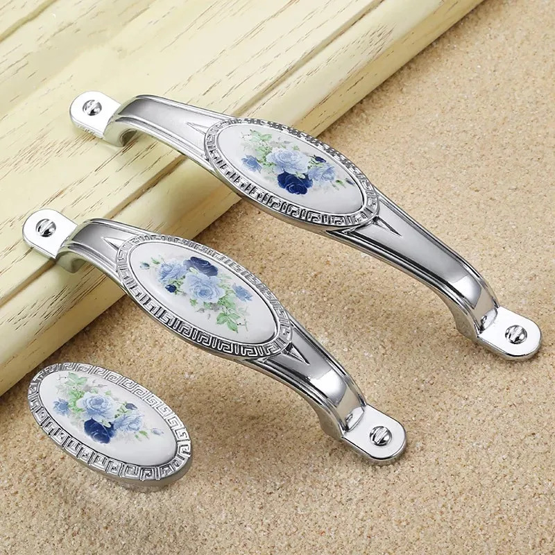 Free shipping Rural flower Drawer dresser door handles 5