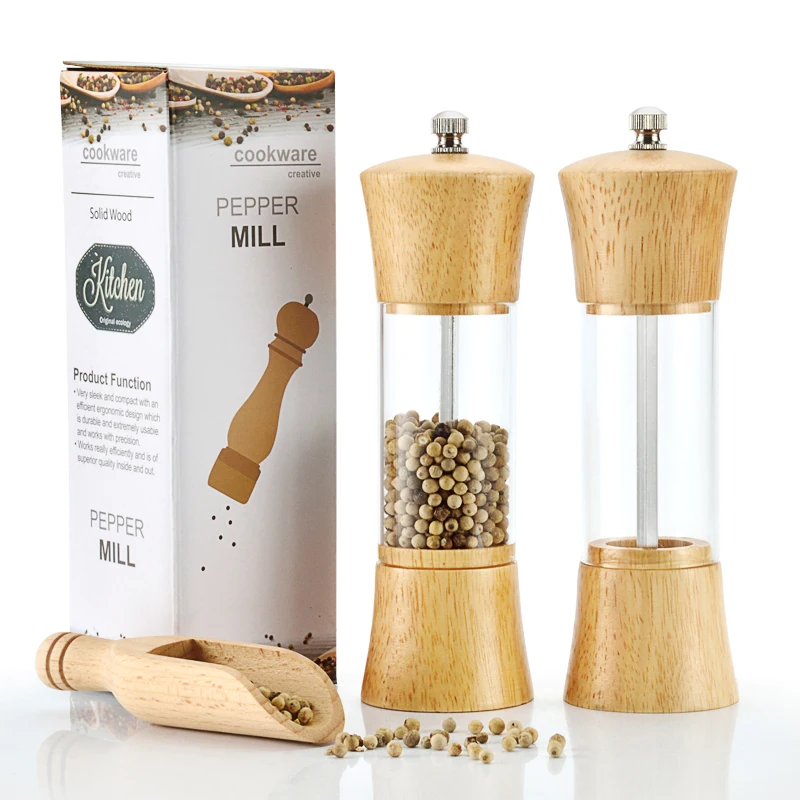 Oaken Acrylic Salt and Pepper Grinder Manual Salt and Pepper Mills with Adjustable Coarseness Refillable Salt Grinder