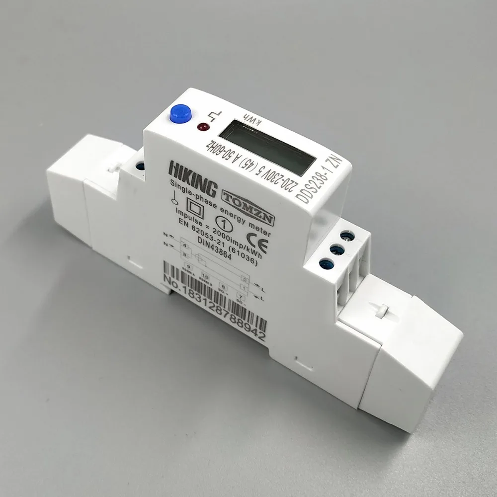 5(45)A 45A MAX 220V 230V 50HZ 60HZ voltage current single phase Din rail KWH Watt hour energy meter with RS485 MODBUS-RUT