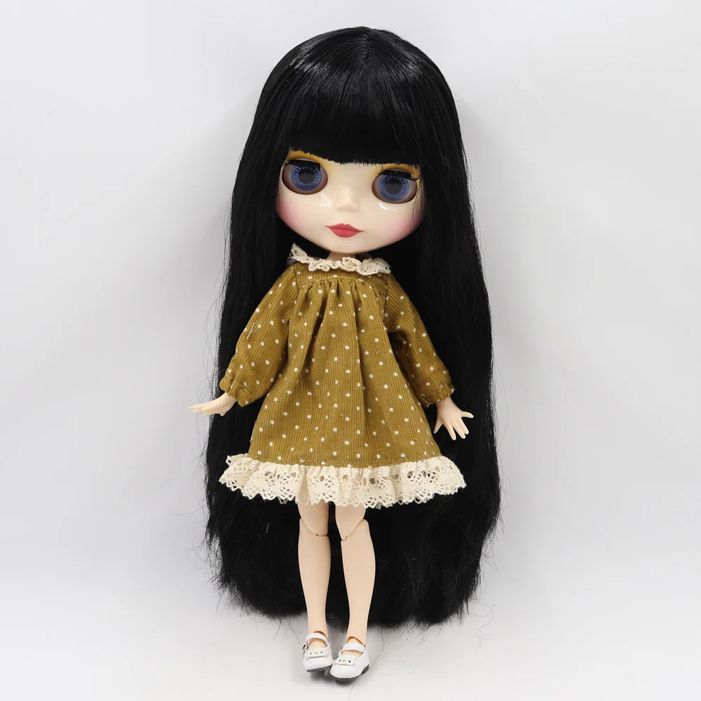 ICY DBS Blyth Doll white skin joint body New matte face or glossy face black straight hair DIY sd gift toy