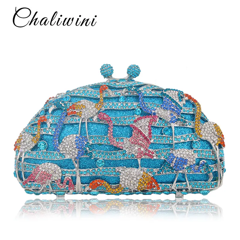 

Animal Bird Crane Crystal Prints Moon Evening Clutch Bags Crossbody For Women Small Bag Handbags Bean Bag Storage Bolsa Feminina