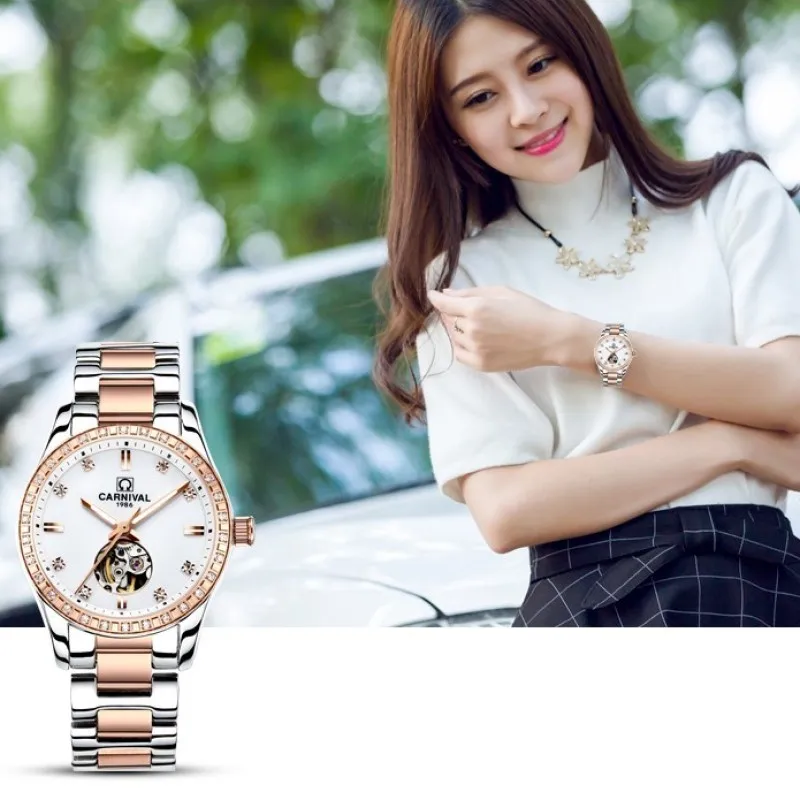 Montre femme 2020 CARNIVAL Automatic Watch Women Calendar Fashion Women Watches Luminous Waterproof Sapphire Relogio feminino