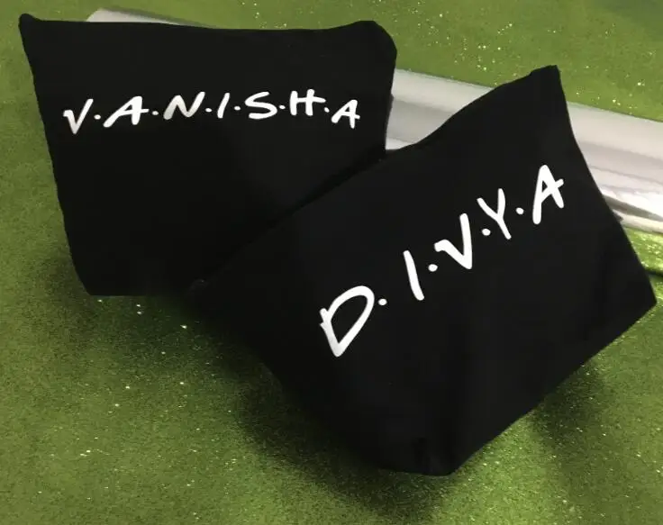 personalized names wedding birthday gifts bride bridesmaid Make Up makeup comestic thank you Bags toiletry zipper pouches