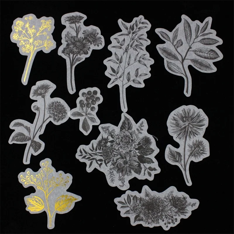 ZFPARTY 60pcs Vintage Leaves Designs Vellum Stickers for Scrapbooking Happy Planner/Card Making/Journaling Project 03