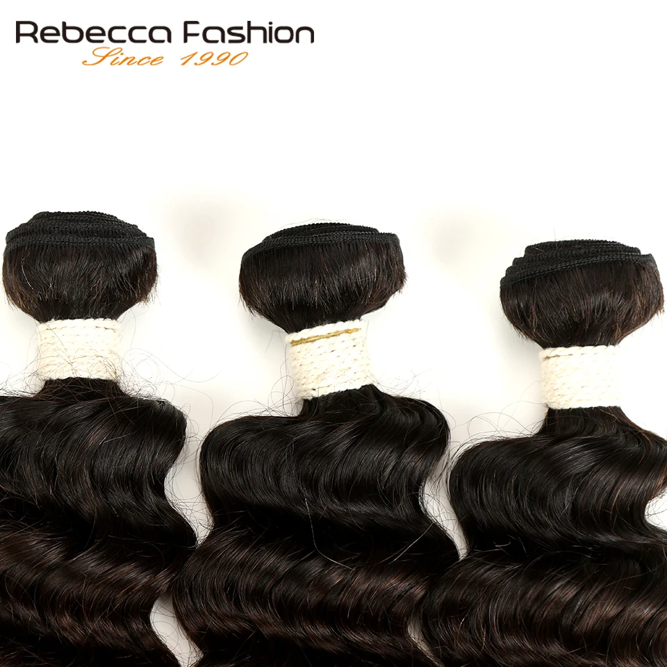 Rebecca 1/3/4 Pcs Ombre Three Tone Human Hair Bundles Remy Peruvian Deep Wave Bundles Deals Color 1B/4/27# 1B/4/30#