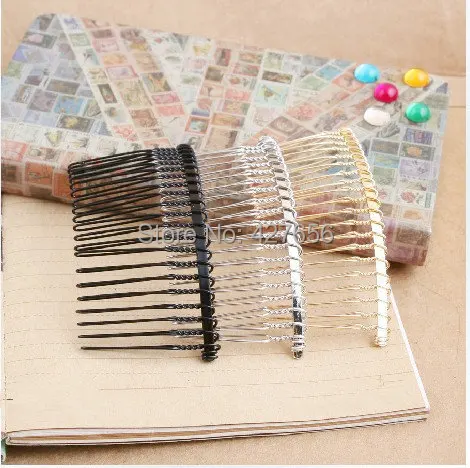 100pcs Silver tone/Black/Golden Smooth Sideway Braided Hair Comb Charm Finding, 20pcs Teeth,DIY Accessory Jewellery Making