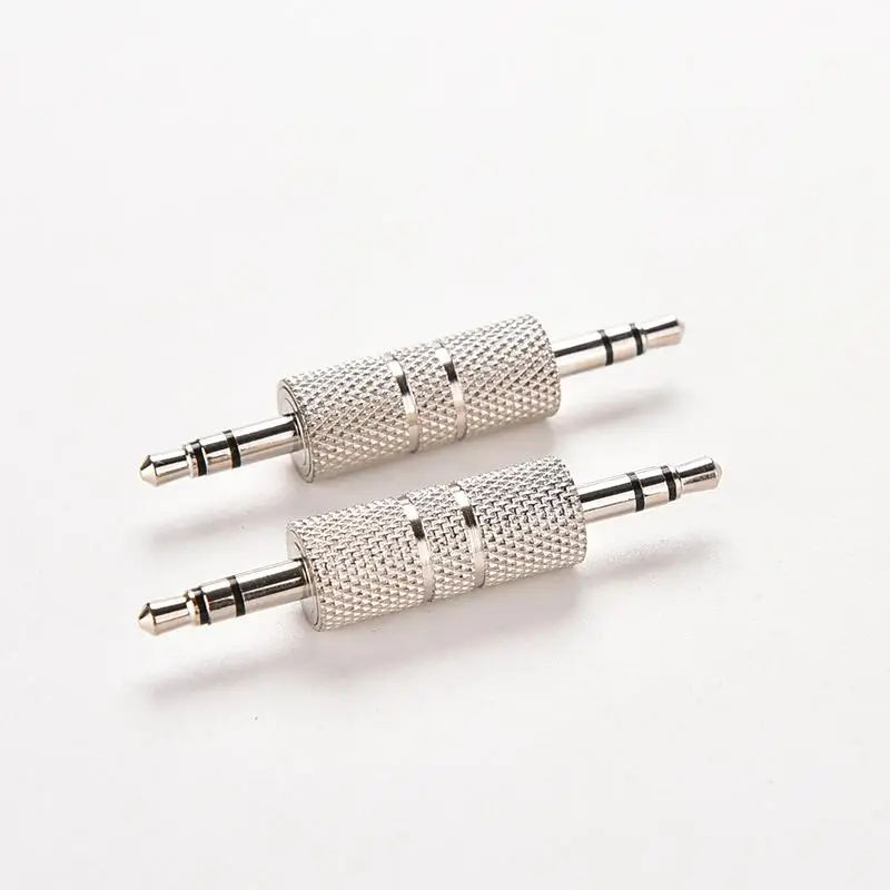 1PC Sliver 3.5mm Stereo Male to Male Audio Jack Plug Headphone Adapter Jack Coupler Connector