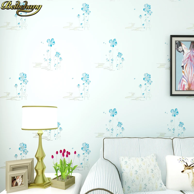 

beibehang pink blue purple beige Pastoral flowers Wallpaper Roll Vintage Floral Wall Paper 3D bedroom wallpapers for living room