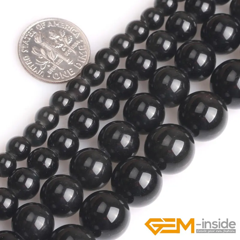 

1.5mm-2mm Big Hole Selectable size: 6mm 8mm 10mm 12mm Natural Round Black Obsidian Beads For Jewelry Making 15" Wholesale!!