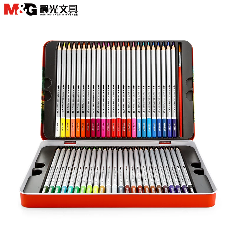 M&G Water soluble color pencil 24 color 36 color 48 color lead painting six angle primary school supplies