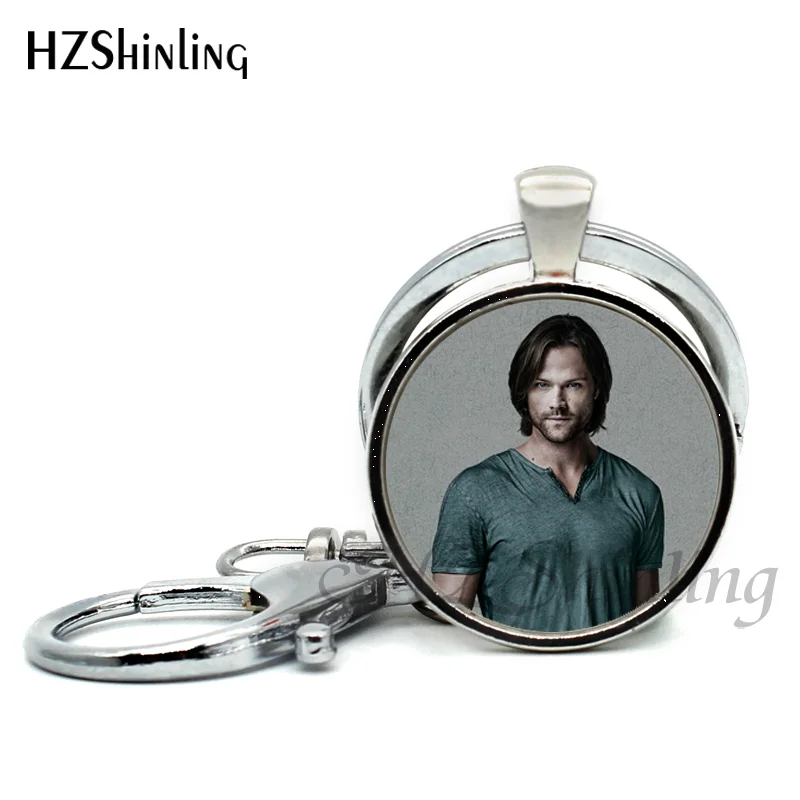 2017 New Arrival Supernatural sam Pendant Keychains Steampunk Jewelry Glass Cabochon Sam Supernatural Key ring Wholesale