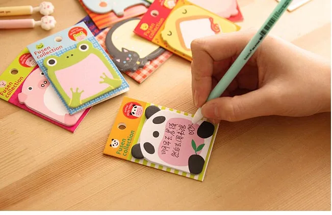 Imagem -05 - Animal Scratch Memo Pad Papel Adesivo Bonito Nota de Mensagem Presente Infantil Estudante Gato Coelho Panda Sapo Decorar 40 Pcs