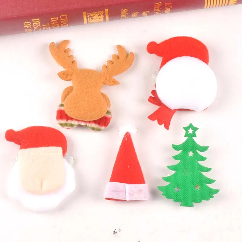 5 sztuk/partia mieszane poliester czuł choinki/Snowflake Patch aplikacja Scrapbooking Craft naklejki włókniny łatka DIY CP2325