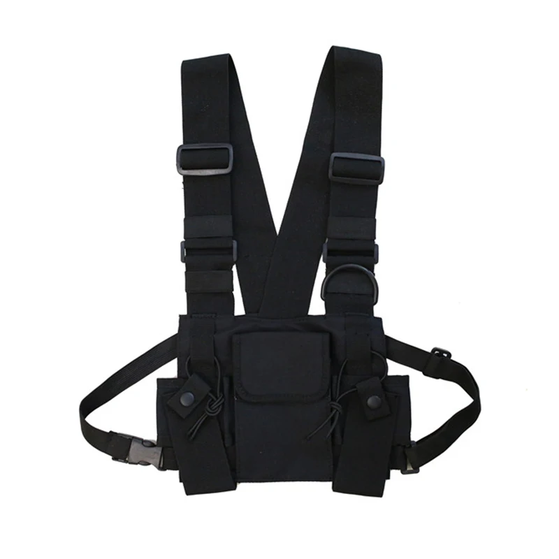 Black Hip Hop Streetwear Military Chest Rig Bag For Men Functional Waist Packs Adjustable Pockets Waistcoat fashion Chest Bags