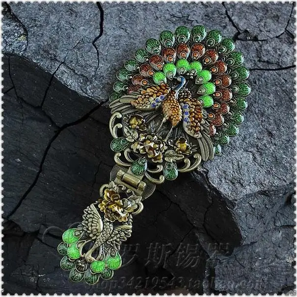 

European Retro Foldable Peacock Decoration with Mirror Frame, Makeup Mirror, Pocket Mirror, Gift for Girl, J041