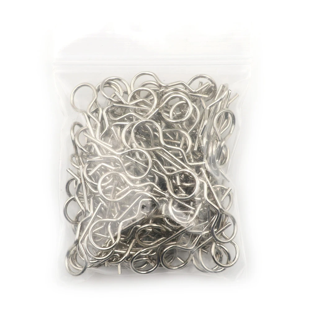 100pcs Practical 1/10th Scale Bend Body Clips Pins Sliver Shell RC Car Parts