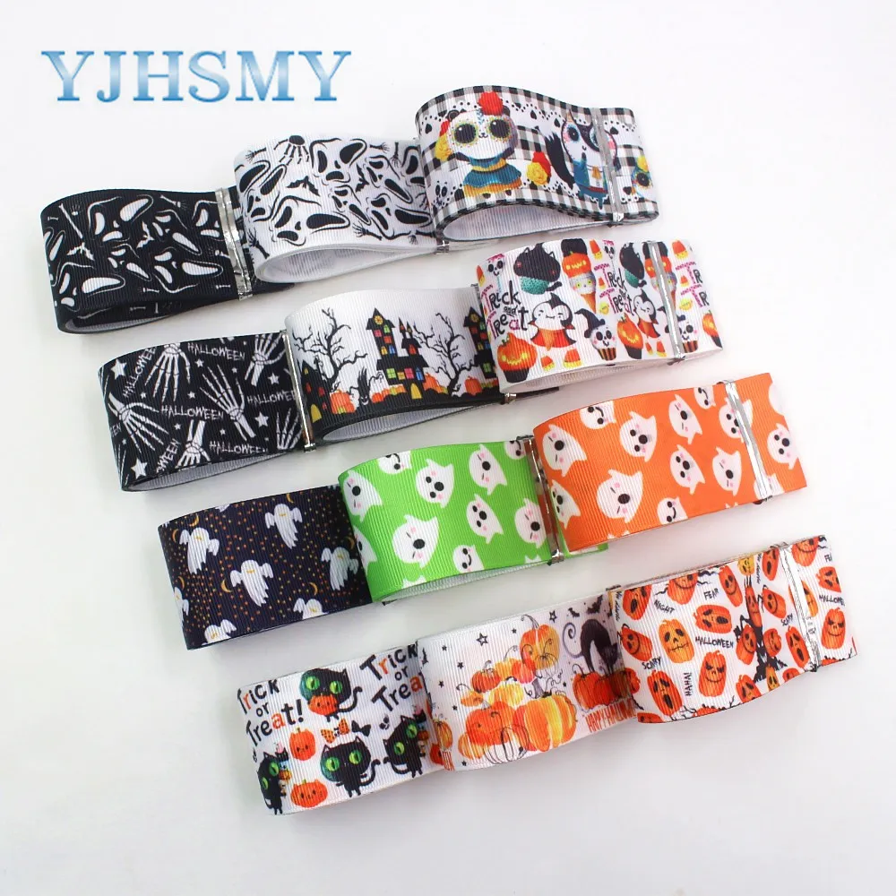 I-19720-1644,38 mm 5 Yard Halloween printed grosgrain ribbon, DIY handmade hair accessories wedding gift wrapping materials