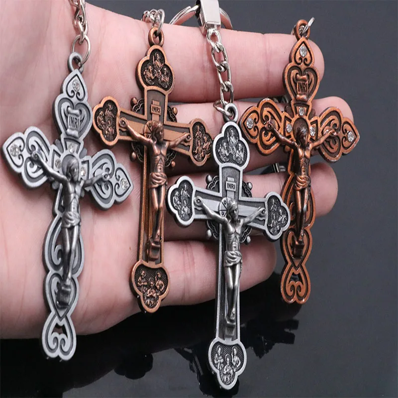 New Fashion Saint Jesus Christ Cross Pendant Key Chain Car Keyring Key, Men\'s Jewelry Car Keychain Jewelry