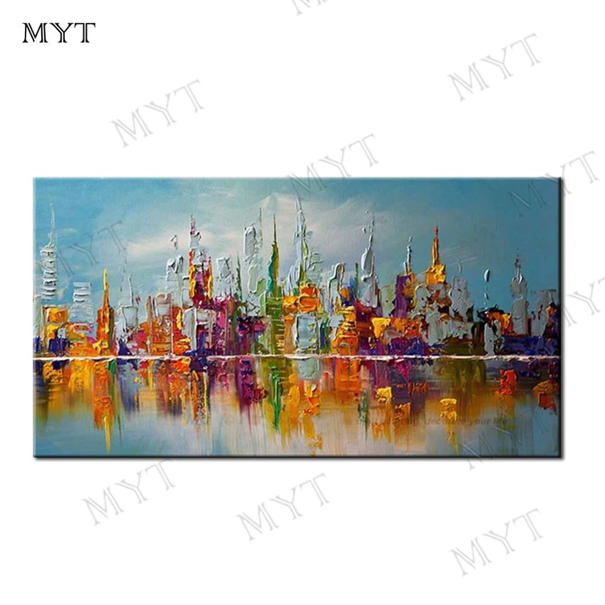 MYT Free Shipping 100% Handmade Reproduction Landscape Abstact Pictures Oil Painting On Canvas Wholesale Oil Paintings Pictures